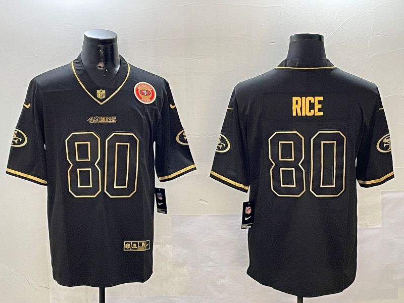Men San Francisco 49ers #80 Rice Black Gold Throwback 2024 Nike Limited NFL Jersey style 6->san francisco 49ers->NFL Jersey